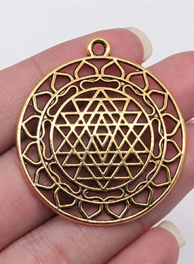 5个/包 44x40mm 多色DIY饰品配件Sri Yantra图案吊坠 ABD-C11974