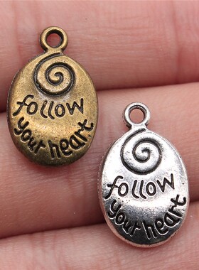 10个/包 20x12mm 多色DIY follow your heart吊坠 ABD-C10294