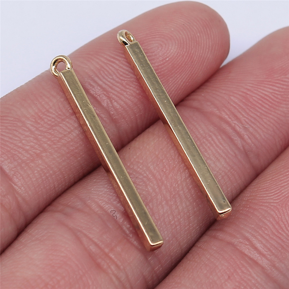 10个/包 3x32mm 电泳KC金色 DIY饰品配件 长条形吊
