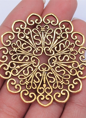 2个/包 53x53mm 多色DIY饰品配件曼陀罗花纹吊坠 ABD-C11949