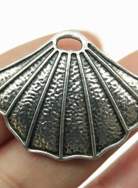 10个/包 25x30mm 古银色锌合金材质 贝壳吊坠 ABD-C10857