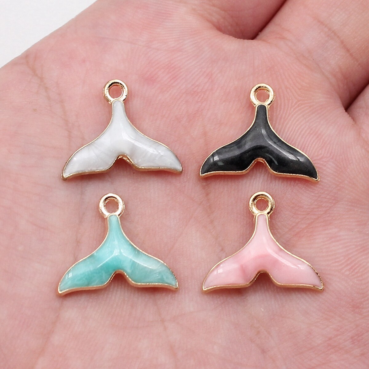 5个/包 16x17mm 滴油手链项链鲸鱼尾巴 情侣 合金饰品配件D20057图片