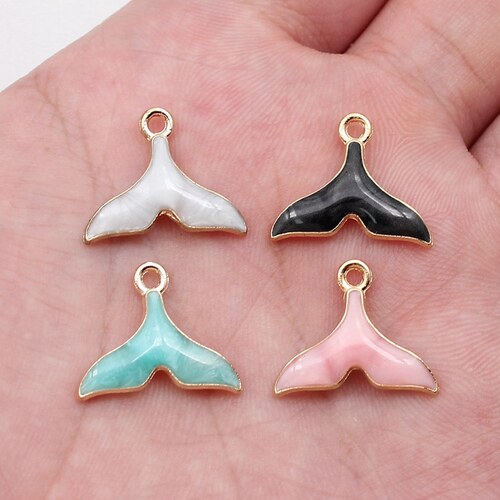 5个/包 16x17mm 滴油手链项链鲸鱼尾巴 情侣 合金饰品配件D20057