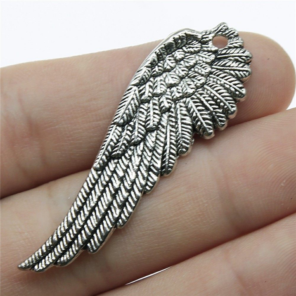 10个/包 50x17mm 古银色锌合金 DIY饰品配件 翅膀吊