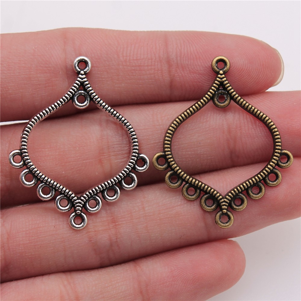 4个/包 37x31mm 多色锌合金材质 菱形耳环连接件 ABD-C11025