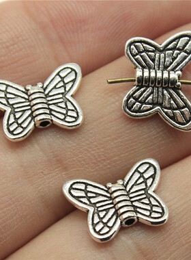 20个/包 14x11mm 多色 DIY饰品配件 蝴蝶小孔珠珠子 ABD-C12714