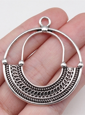 1个/包 45x40mm 古银色 配件DIY 编织纹圆环耳环吊坠 ABD-C15895