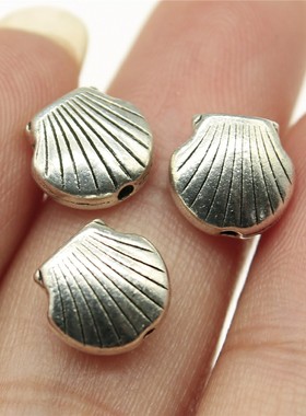 10个/包 8x8x4mm 古银色 DIY饰品配件 贝壳小孔珠珠子 ABD-C12385