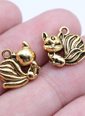 10个/包 13x14mm 多色锌合金 狐狸九尾狐仙狐吊坠 ABD-C16029