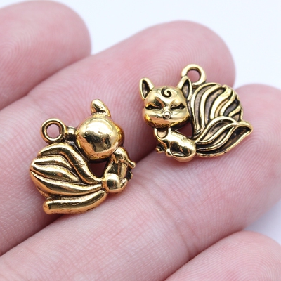 10个/包 13x14mm 多色锌合金 狐狸九尾狐仙狐吊坠 ABD-C16029