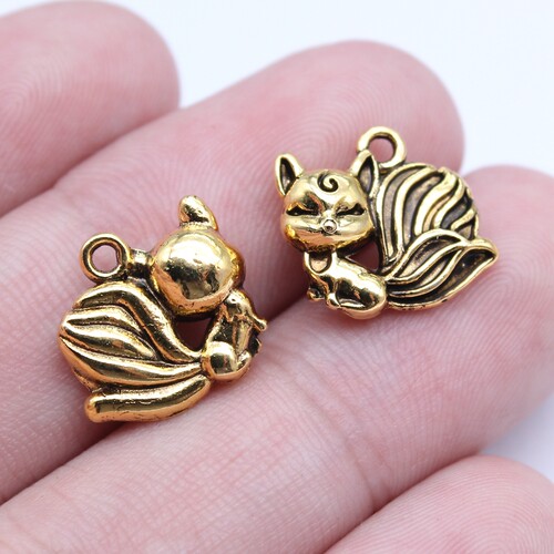 10个/包 13x14mm 多色锌合金 狐狸九尾狐仙狐吊坠 ABD-C16029