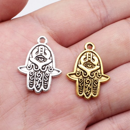 10个/包 24x19mm 多色锌合金材质 眼睛汉莎手掌吊坠 ABD-C10374