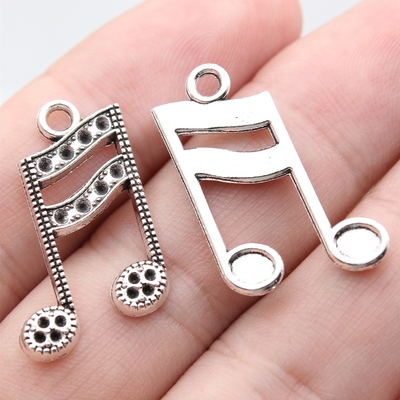 10个/包26x16mm 古银色 DIY饰品配件可点水钻音符吊坠