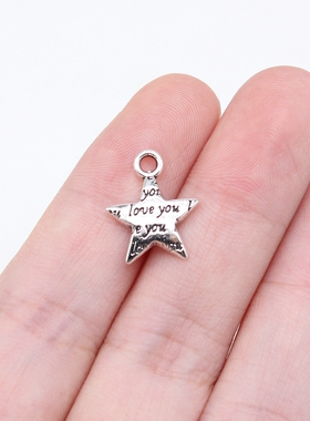 10个/包 15x13mm 多色 锌合金 i love you五角星吊坠 ABD-C15642