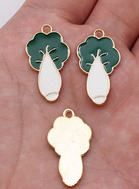 10个/包 26x15mm 白绿色KC金色材质 大白菜吊坠 ABD-C70101