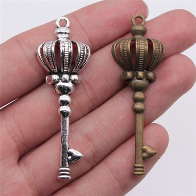 5个/包 56mm 多色DIY饰品配件 皇冠钥匙吊坠 ABD-C10570