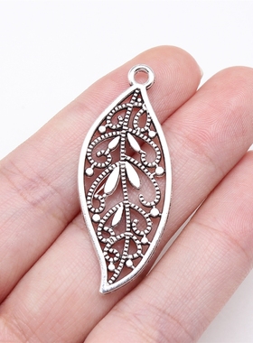 10个/包 43x17mm 古银色锌合金材质 树叶吊坠 ABD-C15795