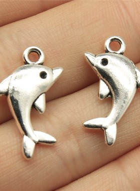 10个/包 23x13mm 古银色锌合金 DIY饰品配件 海豚吊坠 ABD-C10549