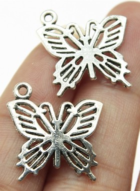 10个/包 20x19mm 古银色锌合金 DIY饰品配件 蝴蝶吊坠 ABD-C12389
