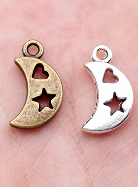 10个/包 9x17mm 多色DIY饰品配件月亮星星爱心吊坠 ABD-C13724