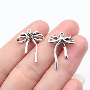 20个/包24x18mm古银色DIY饰品配件蝴蝶结吊坠