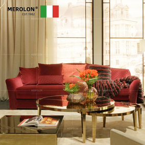 芬迪同款布艺沙发现代简约轻奢红色丝绒沙发整装客厅三人位沙发
