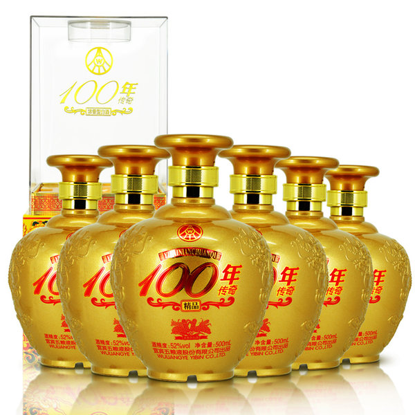 五粮液出品 100年传奇 52度浓香型白酒 500ml*6瓶礼盒装 天猫优惠券折后￥298包邮（￥398-100）京东￥299