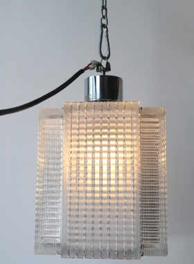 北京现货｜捷克中古60年代方形玻璃吊灯｜侘寂风