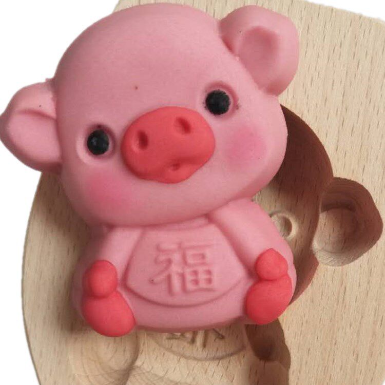 新款木质烘焙木制模具桃山皮面卡子绿豆糕南瓜饼小猪模具