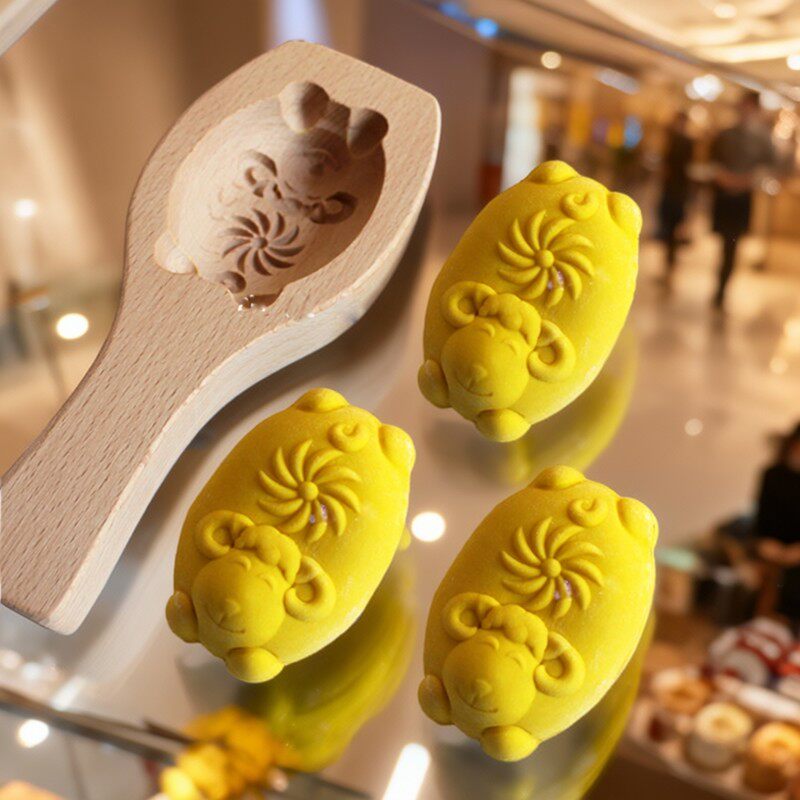 月饼模具加深小羊木质月饼模具可爱卡通面食卡子绿豆糕南瓜糕模子