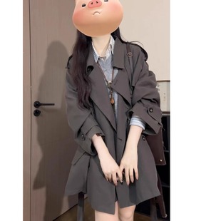 YC韩系超好看小个子宽松风衣外套女2025春秋新款宽松休闲短款大衣