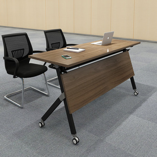 可折叠培训机构桌椅组合学生课桌椅培训桌双人拼接会议桌移动带轮