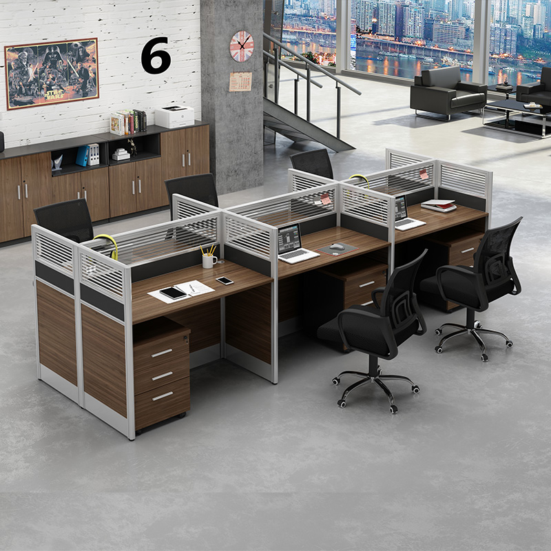 职员办公桌2/4/6人位简约现代办公桌椅组合多人工作位屏风卡座