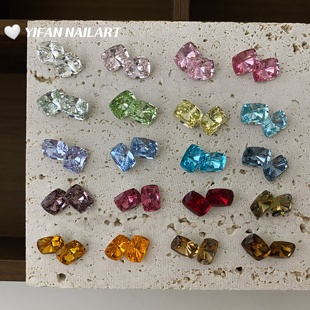 高品 10mm枕头尖底仿锆石切美甲钻S19 几何长方 YIFANNAIL