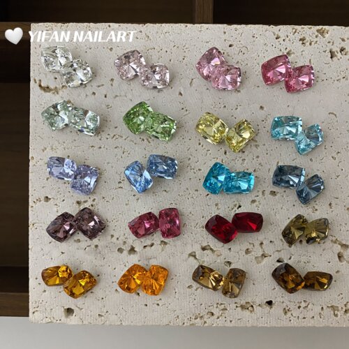 YIFANNAIL【几何长方】高品~8*10mm枕头尖底仿锆石切美甲钻S19