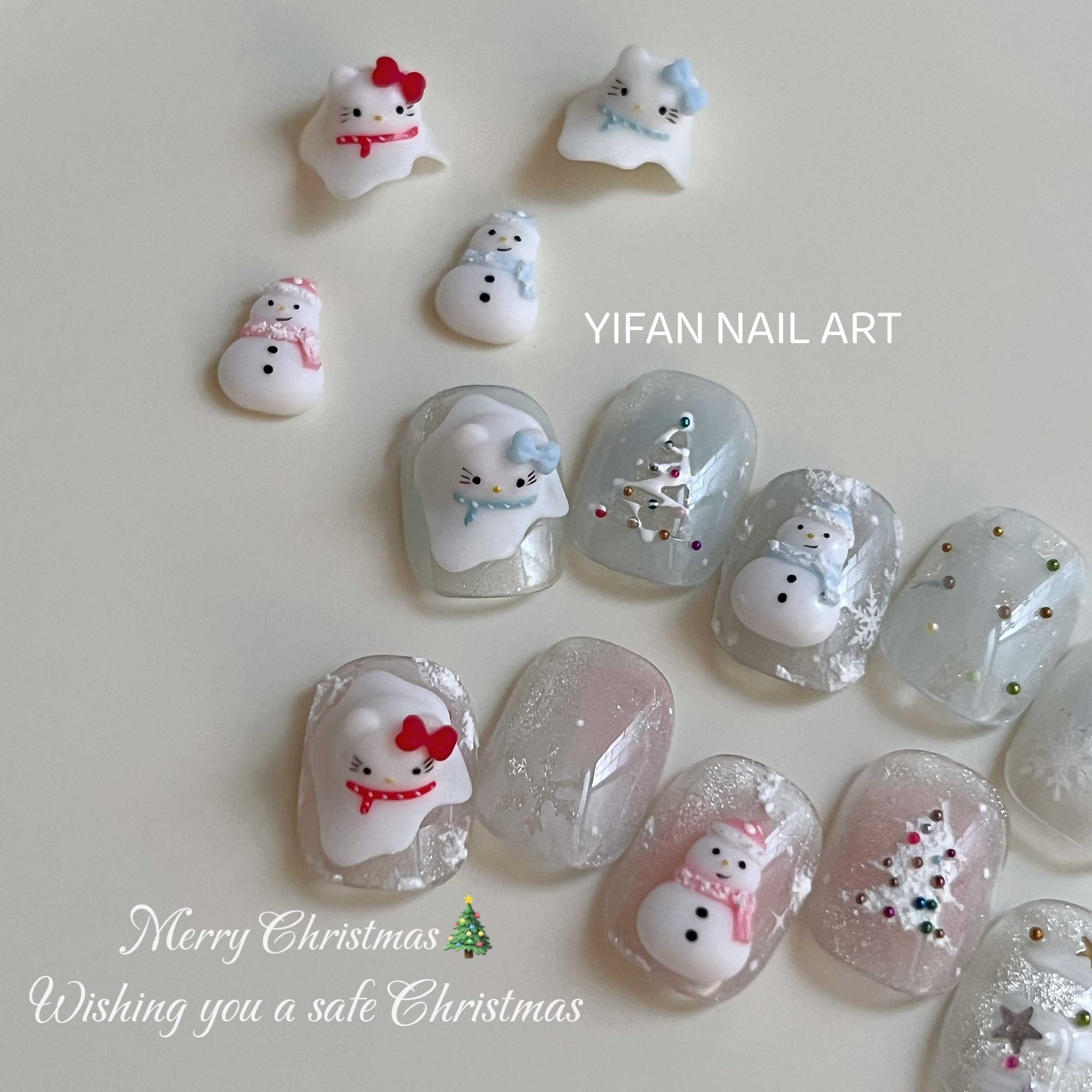YIFANNAIL 冬日童话 融化的Kitty小雪人 可爱圣诞美甲饰品T8,彩妆/香水/美妆工具,指甲装饰,淘宝优惠券,粉丝福利购,淘宝优惠卷