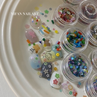 YIFANNAIL【韩风素材】ins丘比特亮片 多巴胺磨砂珠美甲饰品Q15