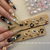 夏日豹纹黑皮Kitty猫美甲饰品 YIFANNAIL 黑化凯蒂 J187Q44