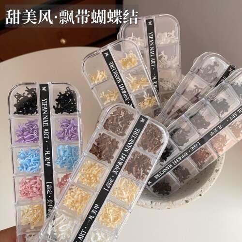 彩色立体领结飘带蝴蝶结美甲饰品