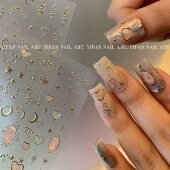 巴洛克公主 YIFANNAIL 复古甜心 美少女星月蝴蝶结美甲贴纸J190