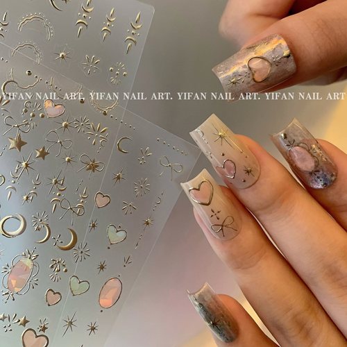 复古美少女星月蝴蝶结美甲贴纸