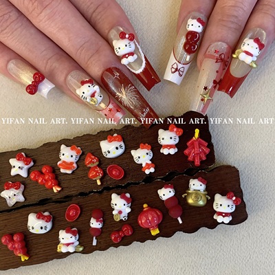 安可拉糖葫芦招财Kitty美甲饰品