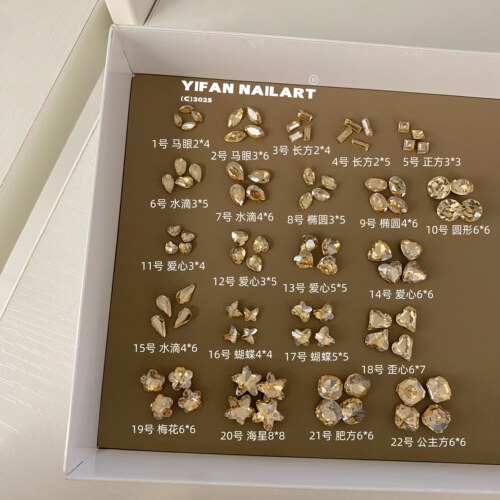YIFANNAIL【尖底】香槟异形小号钻合集百搭美甲钻小星星小蝴蝶Q93