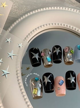 五角星朋克金属星星美甲贴纸