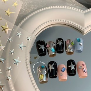 镜面五角星 YIFANNAIL 朋克个性 y2k金属星星美甲贴纸 J90 甜辣风