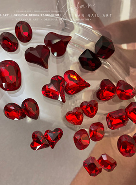YIFANNAIL血腥玛丽 特制暗黑血液大歪心美甲尖底钻 复古鸽血红K53