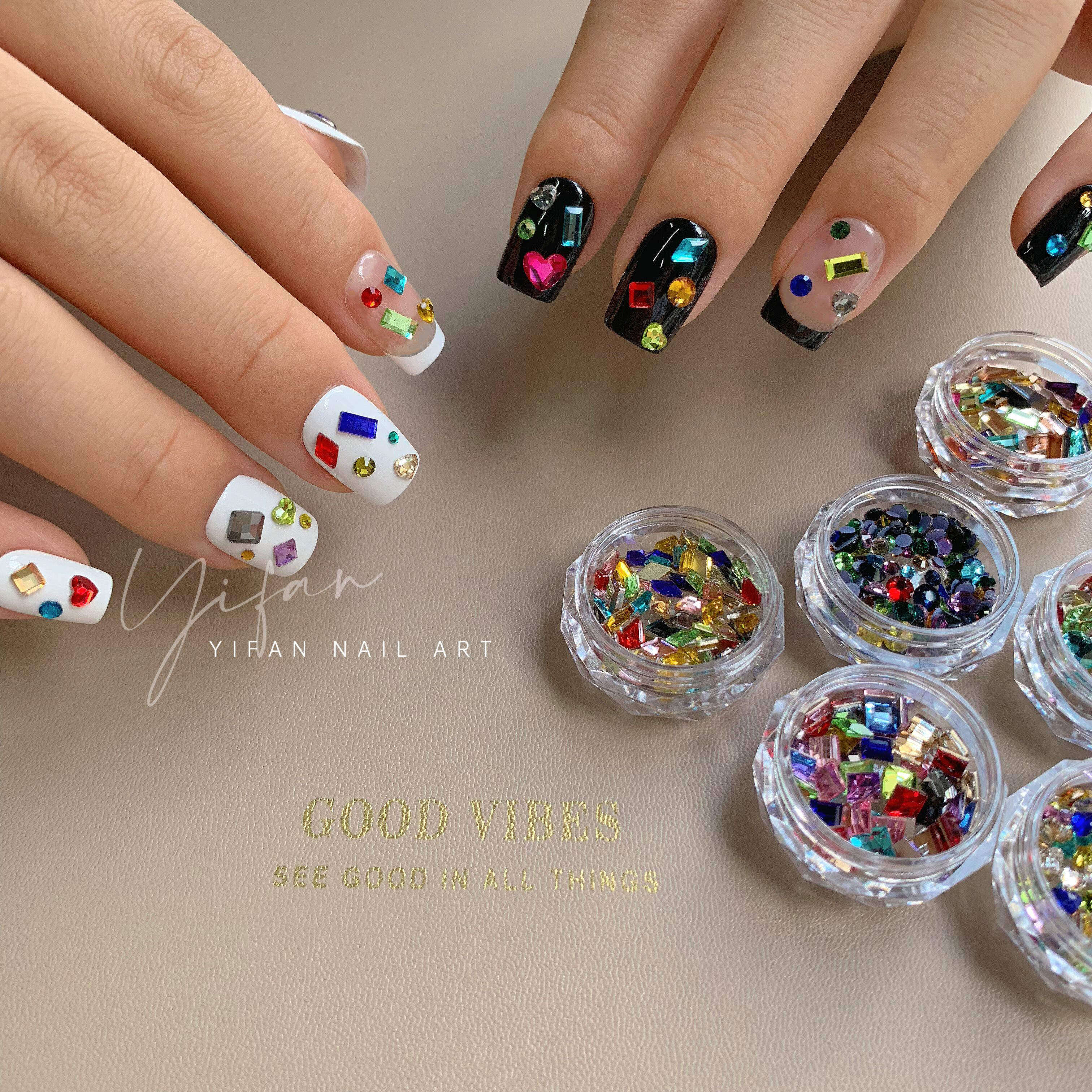 YIFANNAIL小猴子美甲钻素材 糖果宝石女孩 平底彩钻美甲饰品 M11