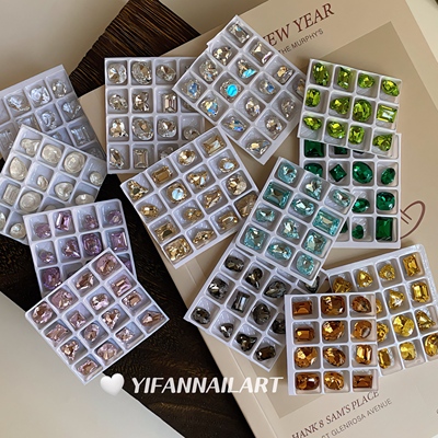 YIFANNAIL【常用组合】精品k9异形拼钻 尖底银白香槟 美甲饰品R93