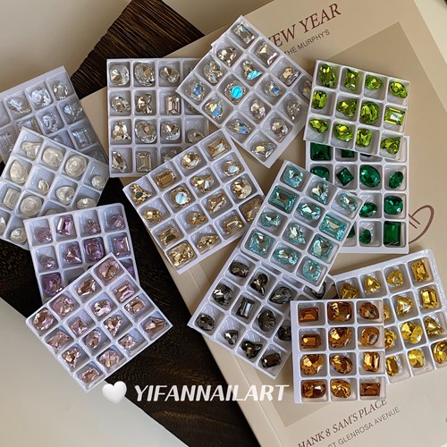 YIFANNAIL【常用组合】精品k9异形拼钻 尖底银白香槟 美甲饰品R93