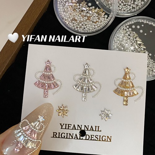 圣诞树拼钻材料包混装美甲饰品
